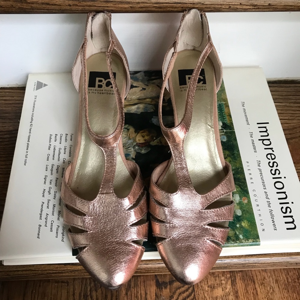 BC Footwear Rose Gold Wedge Heels